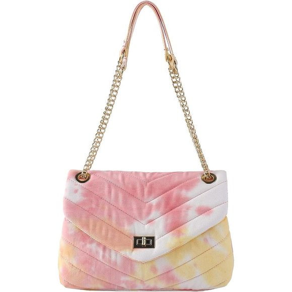 Women Quilted Denim Chain Shoulder Bag with Flap - Picture 1 of 6